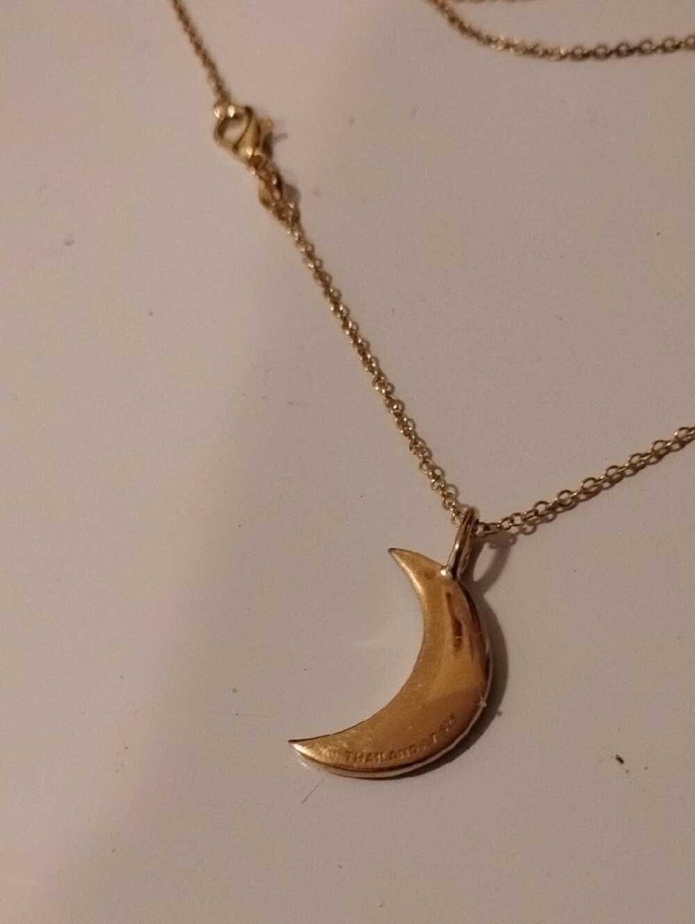 Gold  Plated Crescent Moon Pendant Necklace 18" Chain